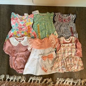 Bundle of 6 Baby Girl Dresses/Rompers